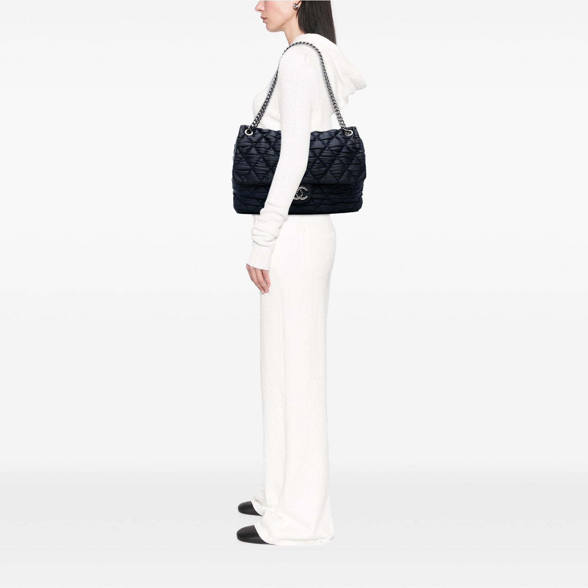 Chanel Extra Large CC Quilted Satin Single Flap