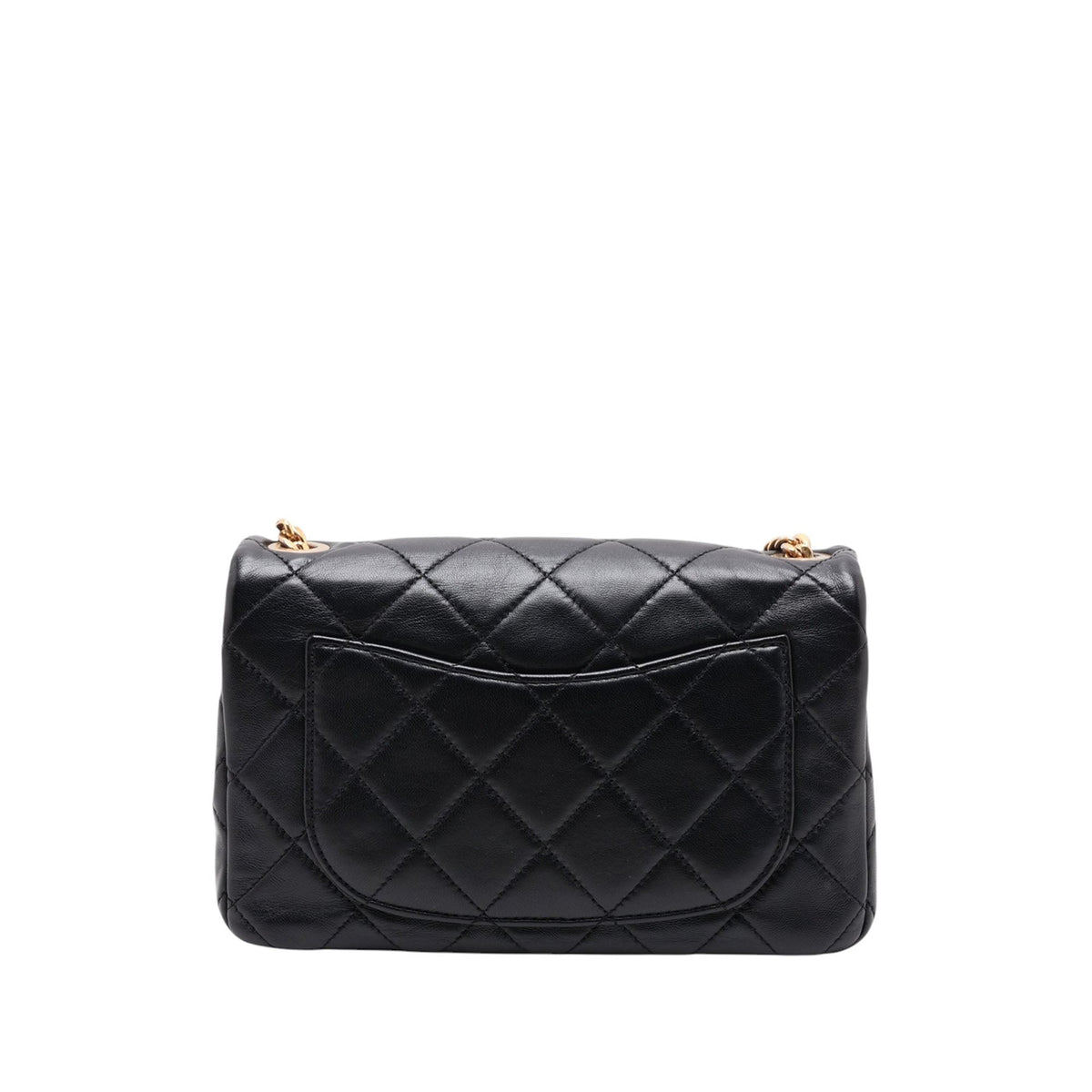 Chanel CC Quilted Lambskin Bead Single Flap — Black