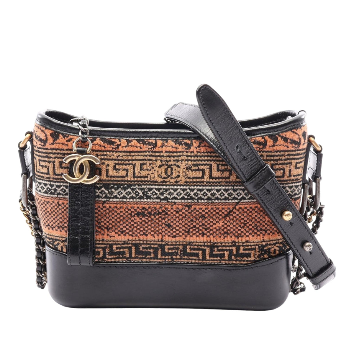Chanel Small Knit and Calfskin Gabrielle Hobo — Orange