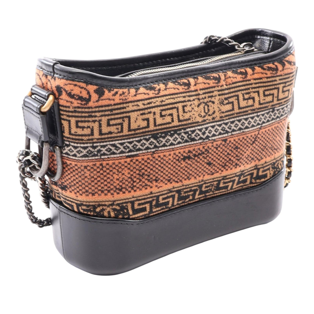 Chanel Small Knit and Calfskin Gabrielle Hobo — Orange