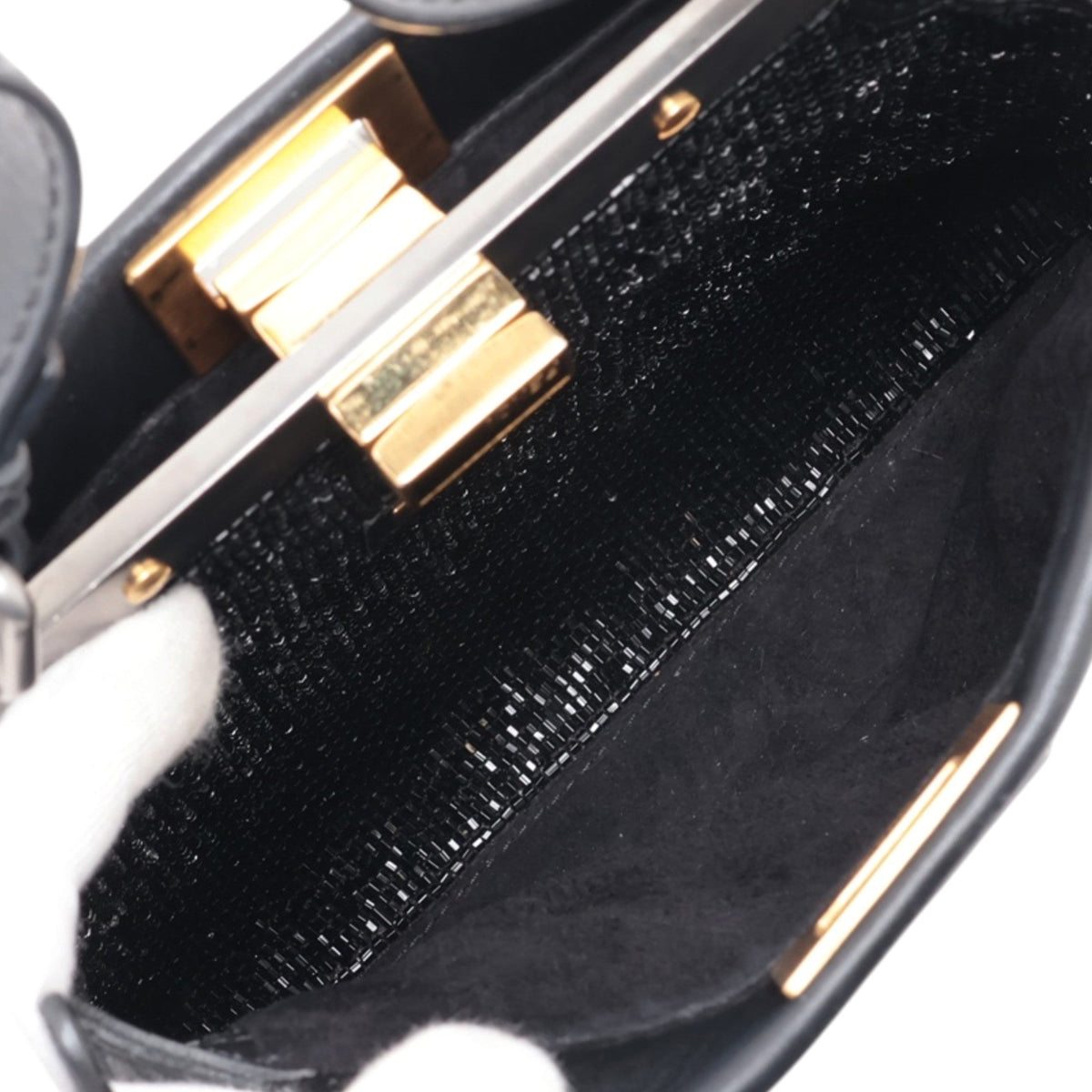 Fendi Mini Leather Peekaboo Iconic Satchel — Black