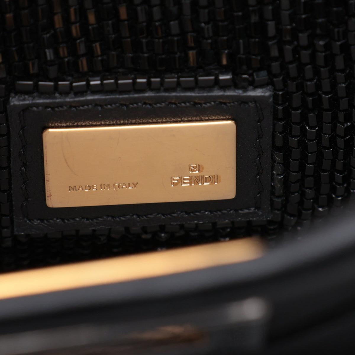 Fendi Mini Leather Peekaboo Iconic Satchel — Black