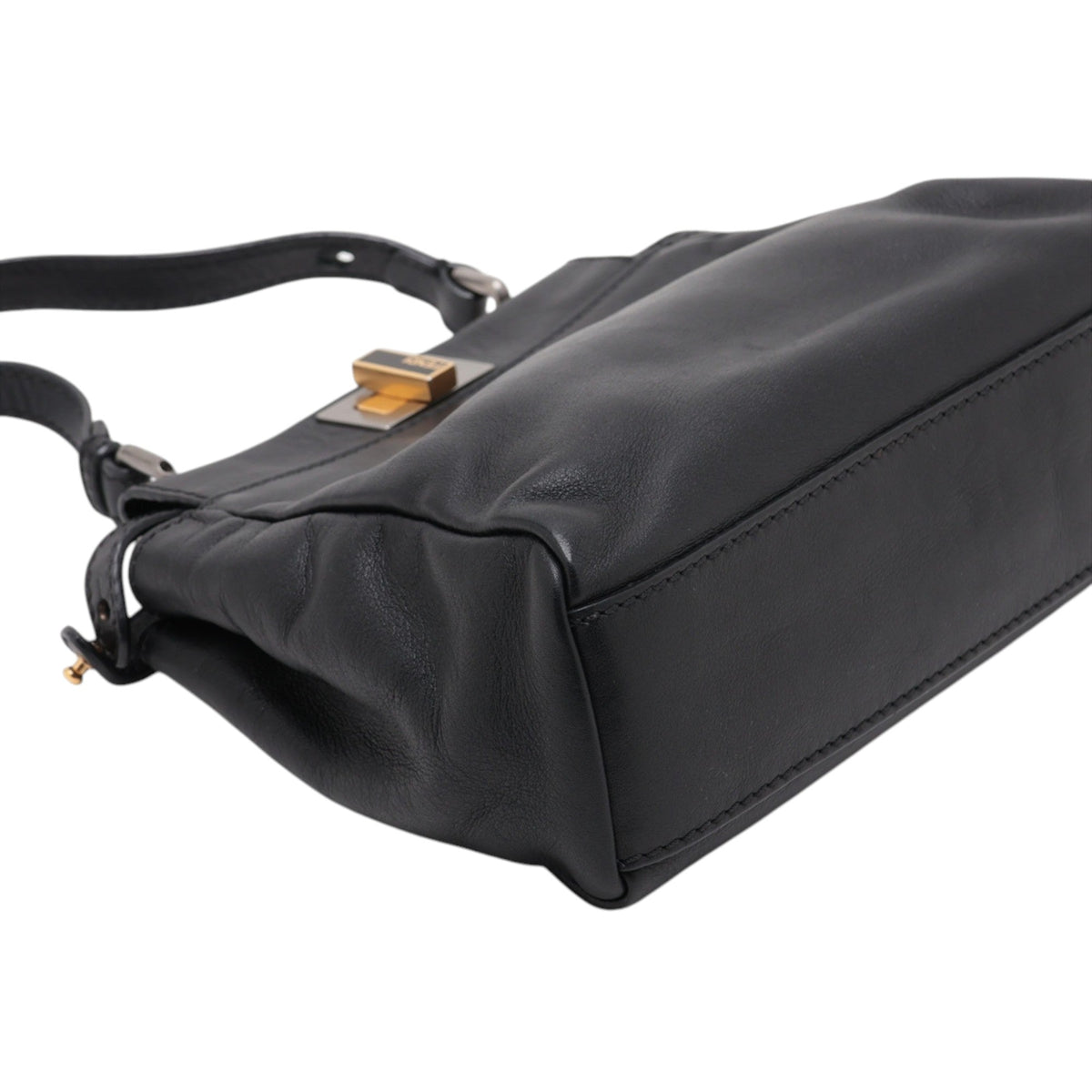 Fendi Mini Leather Peekaboo Iconic Satchel — Black