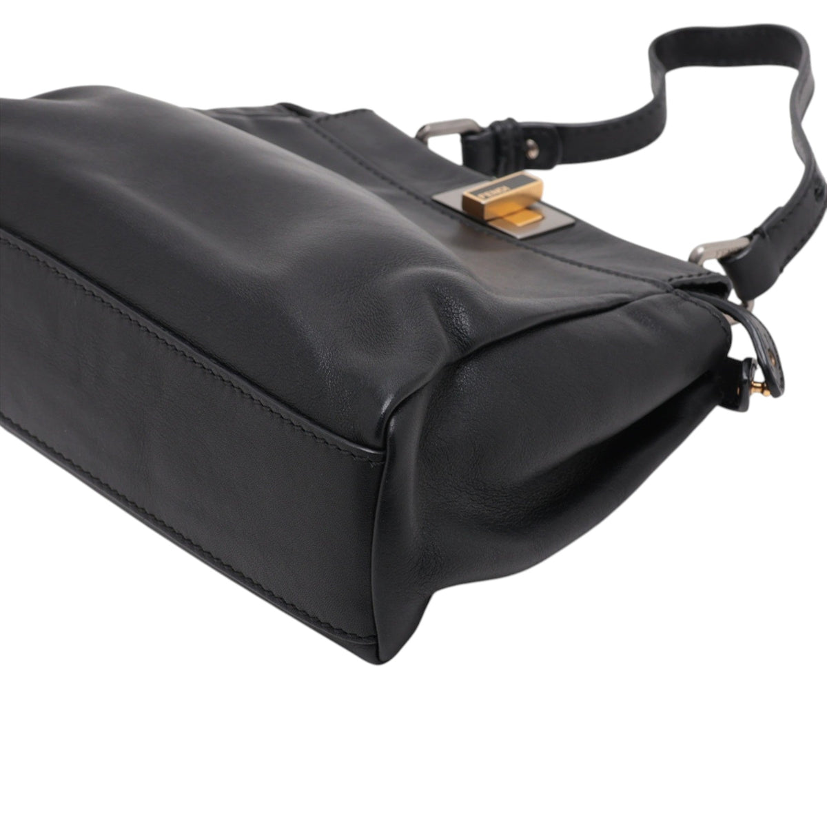 Fendi Mini Leather Peekaboo Iconic Satchel — Black