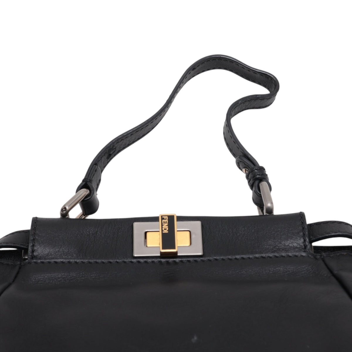 Fendi Mini Leather Peekaboo Iconic Satchel — Black