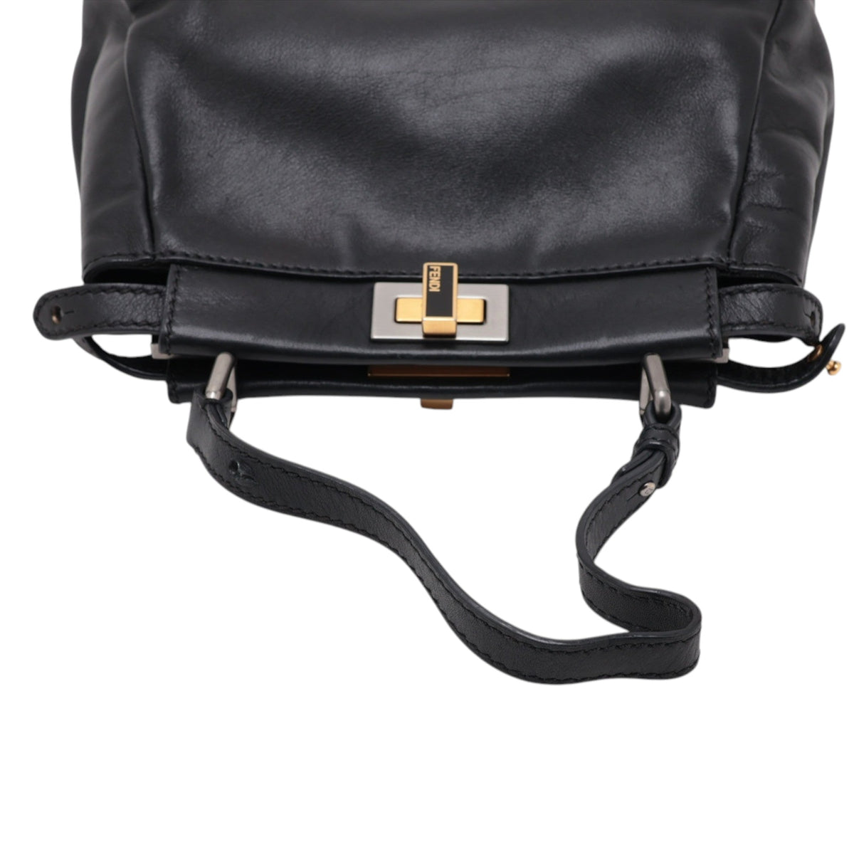 Fendi Mini Leather Peekaboo Iconic Satchel — Black