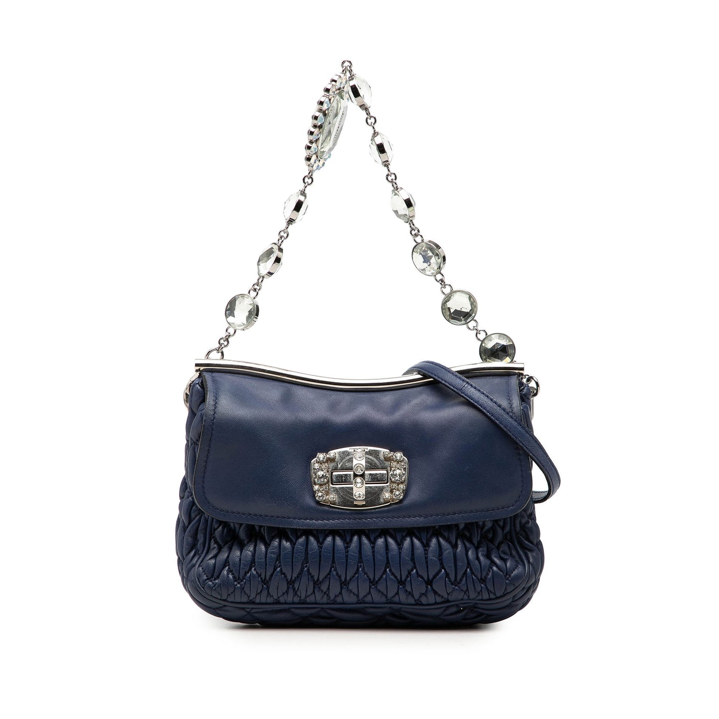 Miu Miu Matelasse Nappa Crystal Frame Flap Satchel