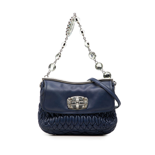 Miu Miu Matelasse Nappa Crystal Frame Flap Satchel