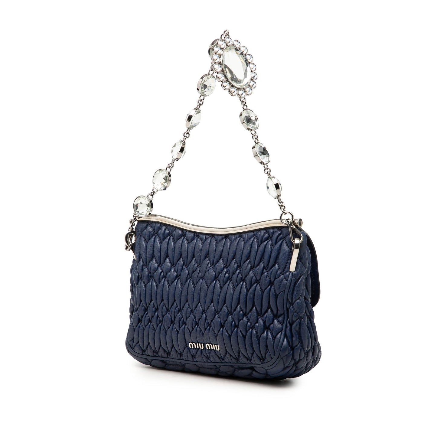 Miu Miu Matelasse Nappa Crystal Frame Flap Satchel