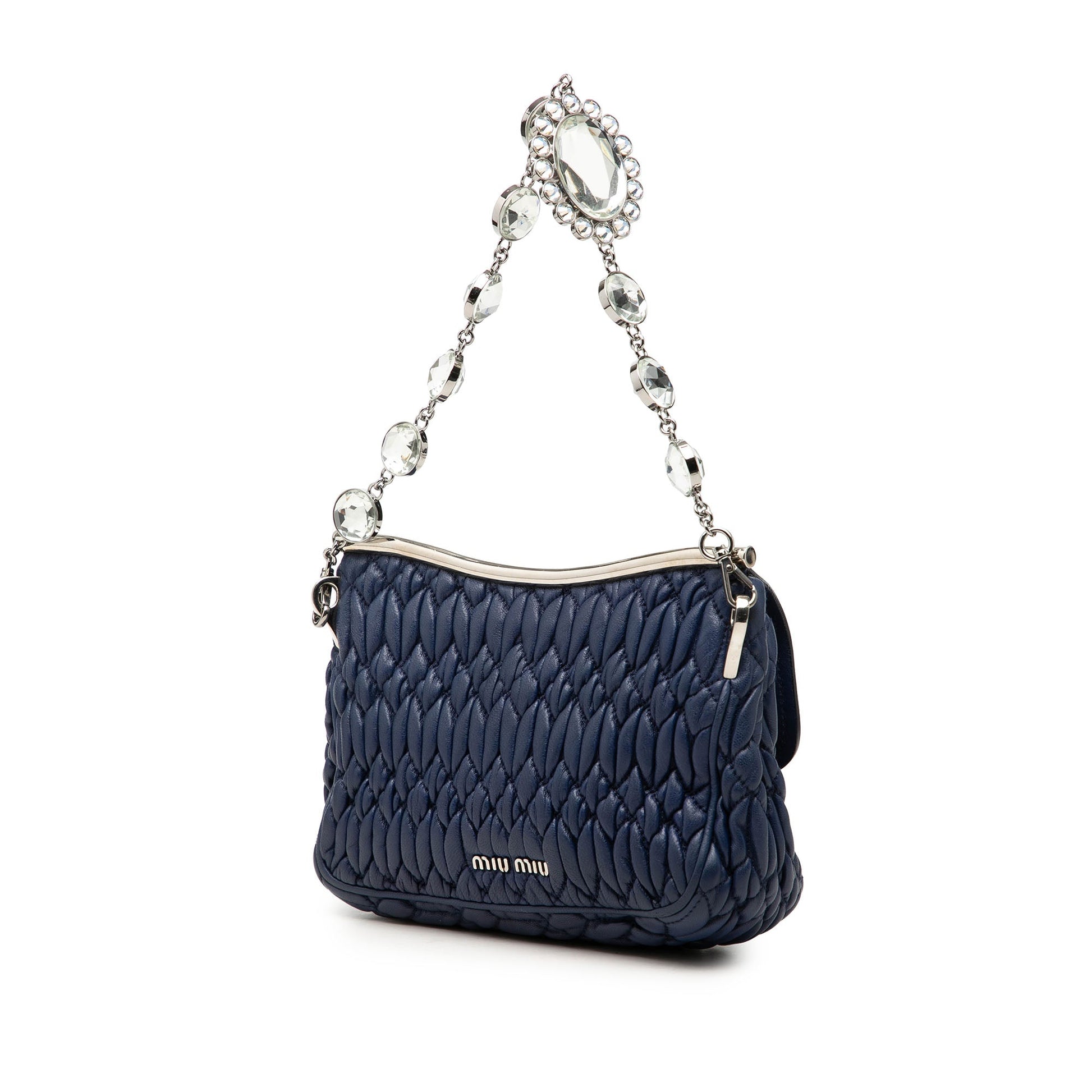 Miu Miu Matelasse Nappa Crystal Frame Flap Satchel