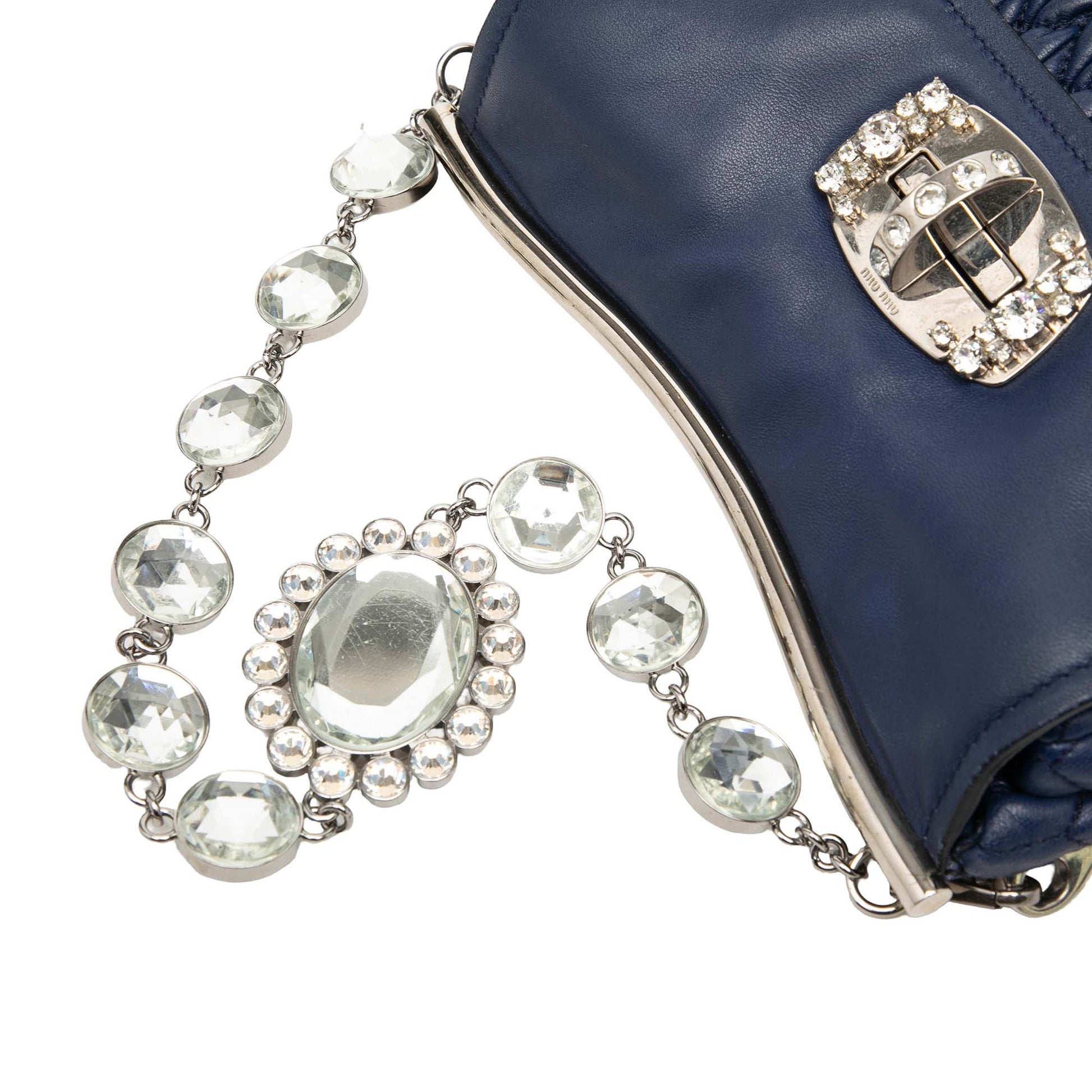Miu Miu Matelasse Nappa Crystal Frame Flap Satchel