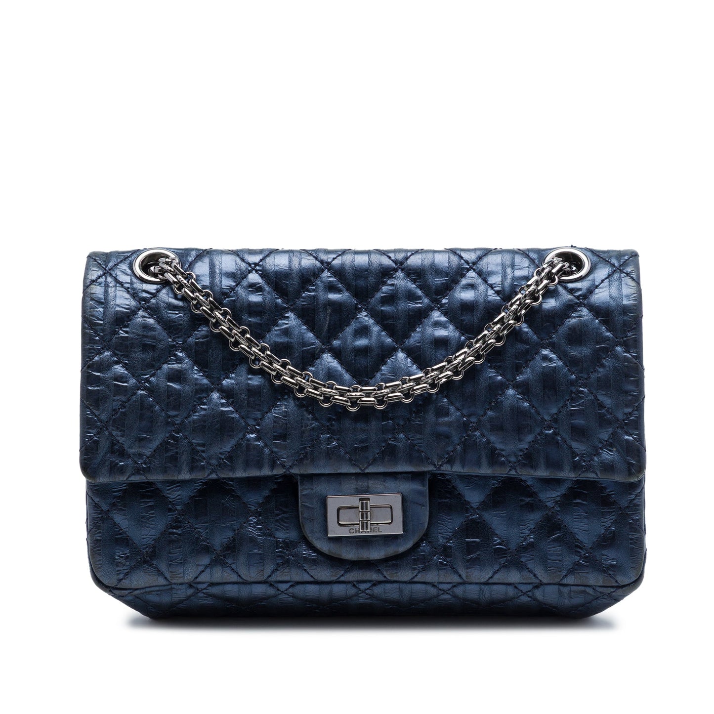 Chanel Quilted Metallic Striped Aged Calfskin Reissue 2.55 Accordion Flap 225