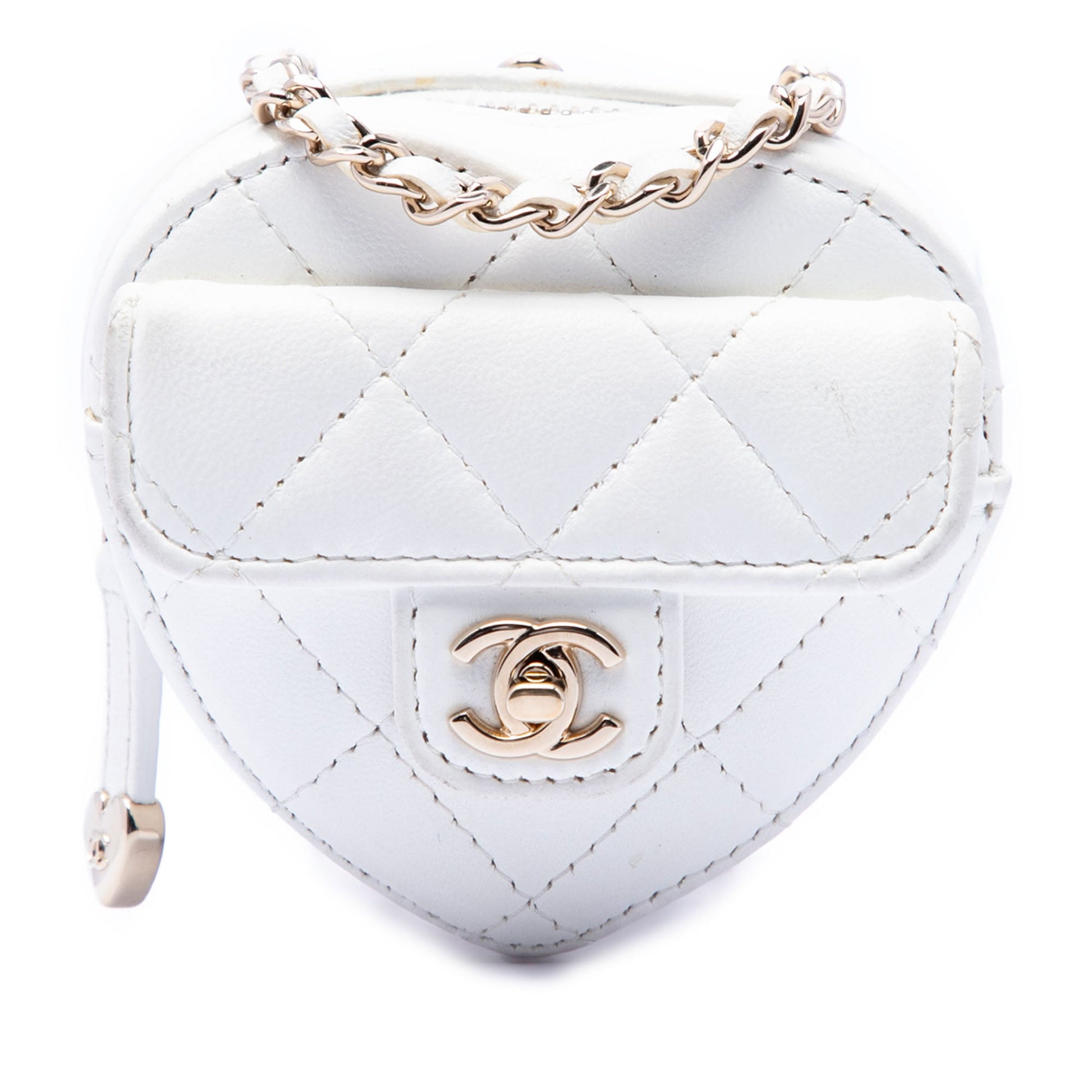 Chanel Mini Quilted Lambskin CC in Love Heart Necklace Bag