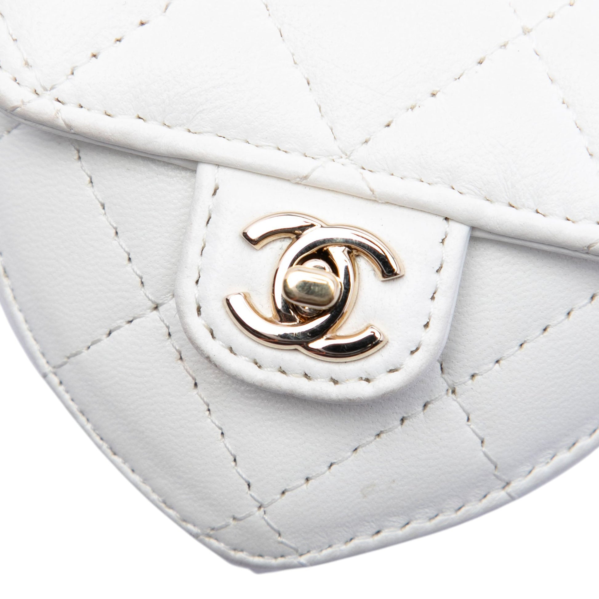 Chanel Mini Quilted Lambskin CC in Love Heart Necklace Bag