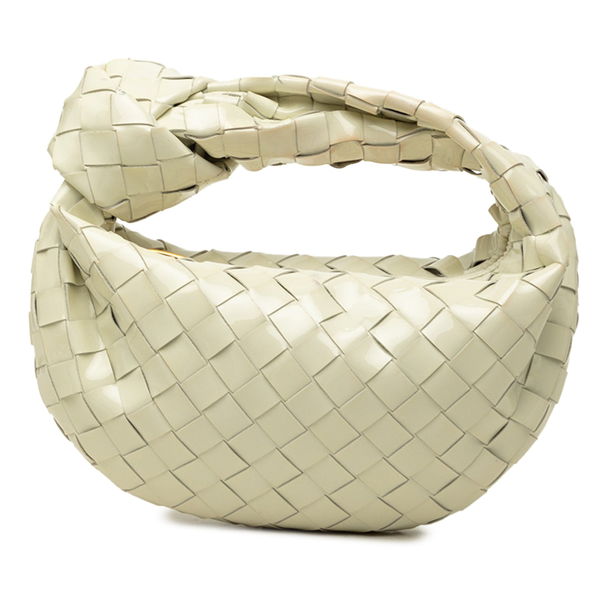 Bottega Veneta Mini Patent Intrecciato Jodie — Brown