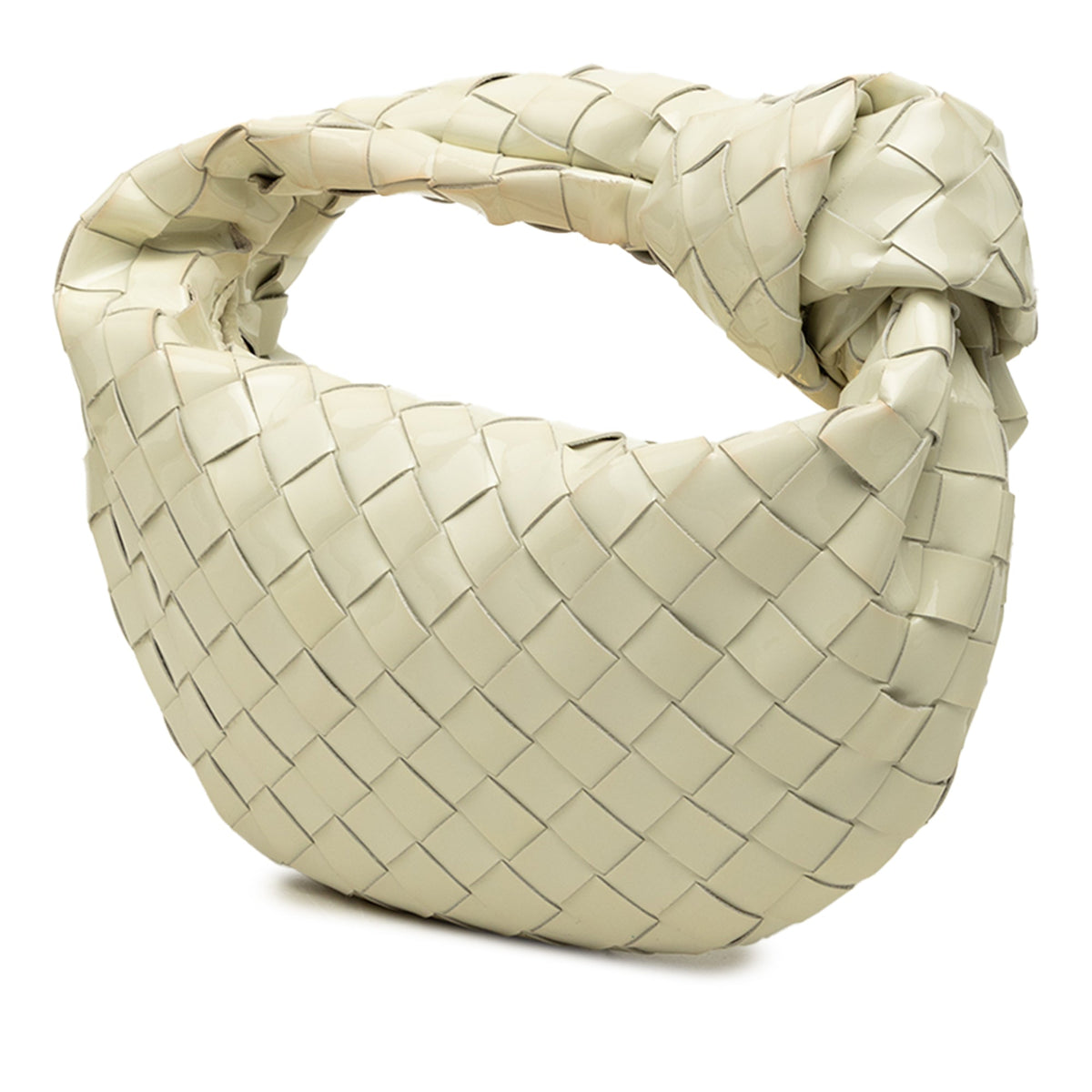 Bottega Veneta Mini Patent Intrecciato Jodie — Brown
