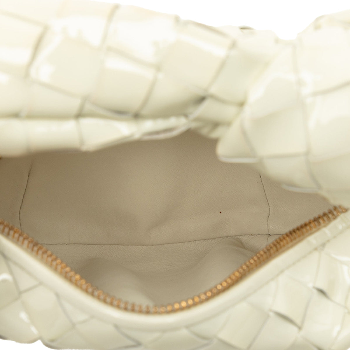 Bottega Veneta Mini Patent Intrecciato Jodie — Brown