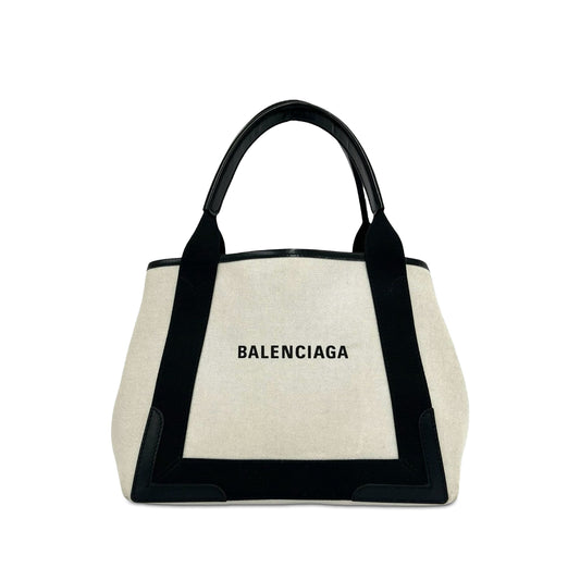 Balenciaga Canvas Navy Cabas Satchel XS — Brown