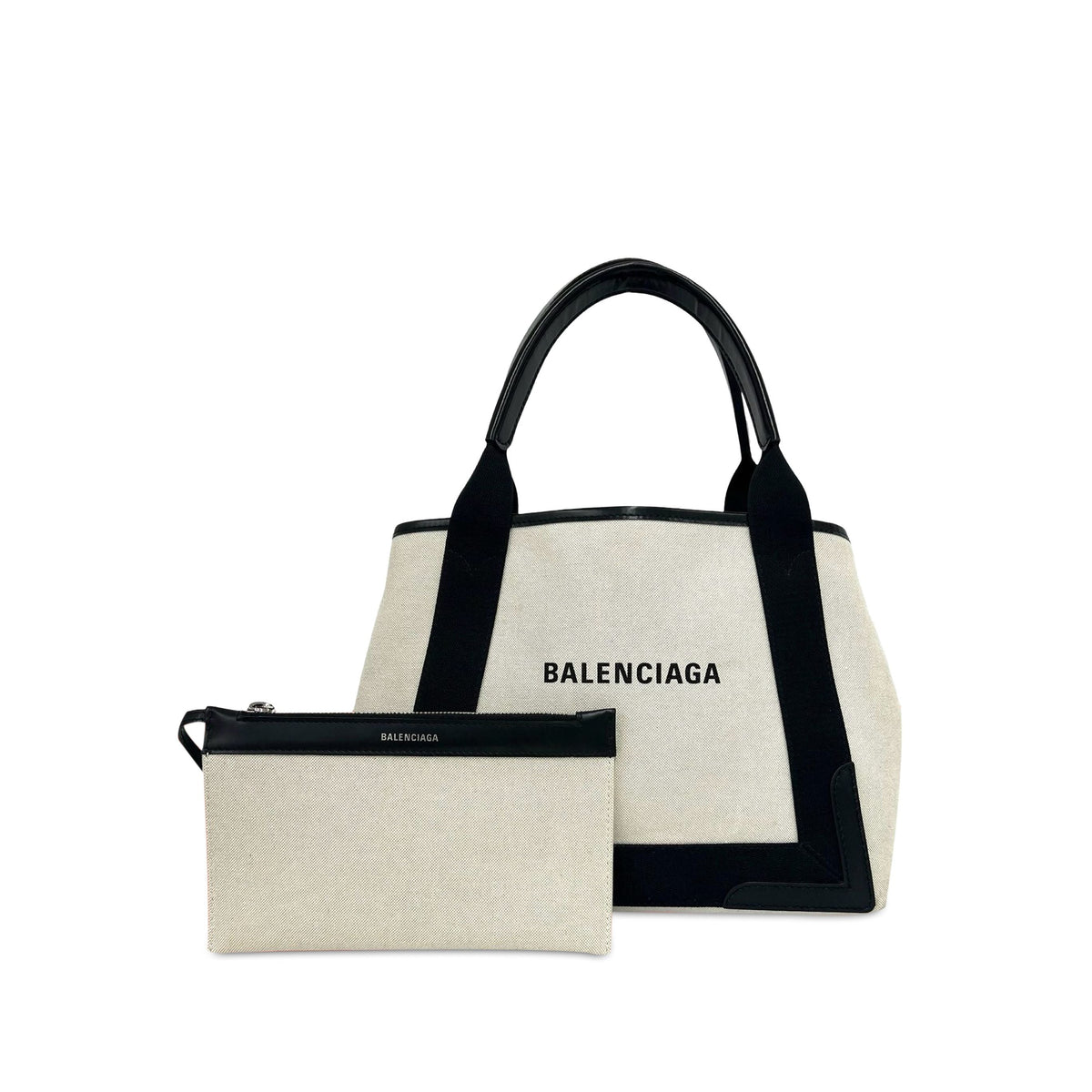 Balenciaga Canvas Navy Cabas Satchel XS — Brown