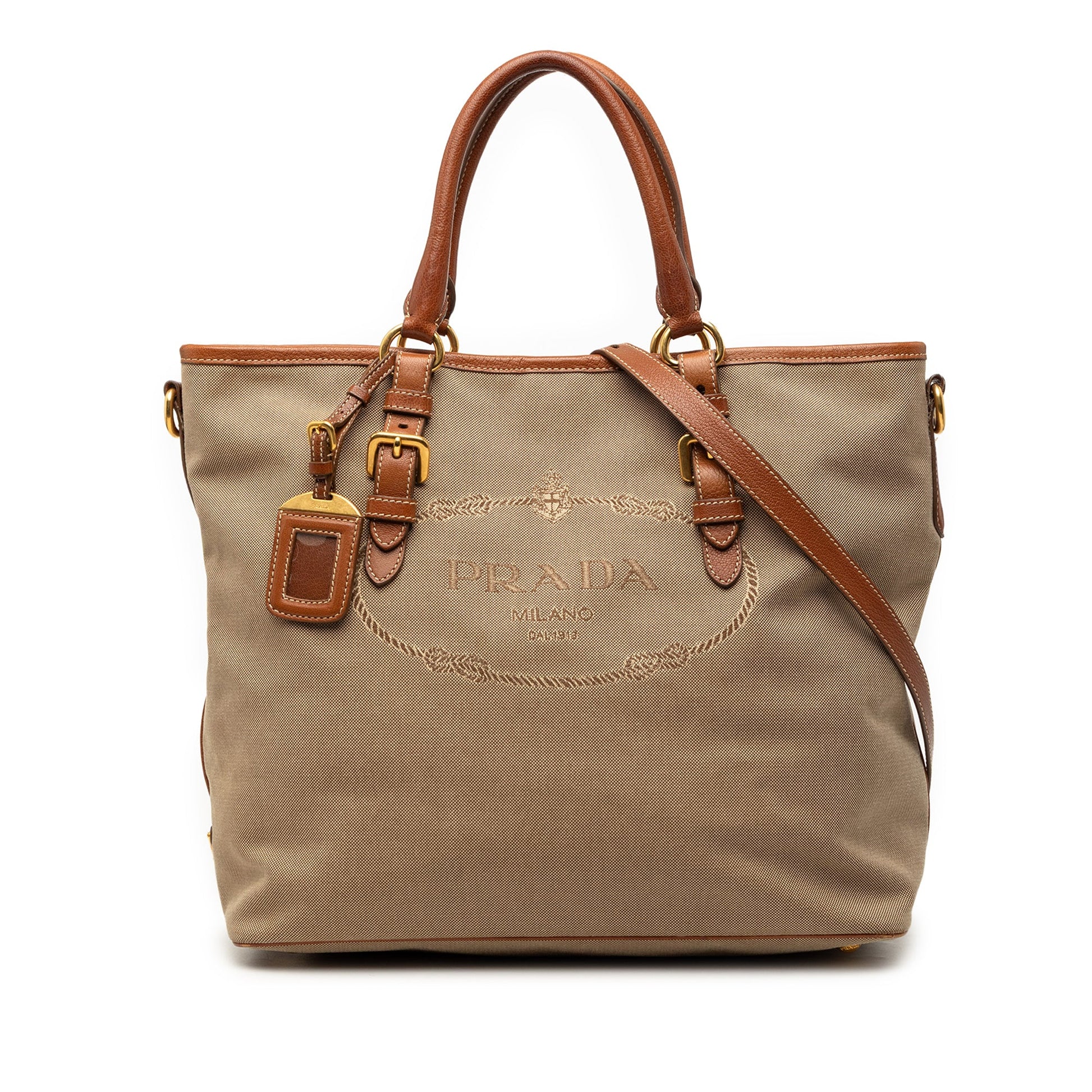 Prada Canvas Canapa Logo Convertible Tote