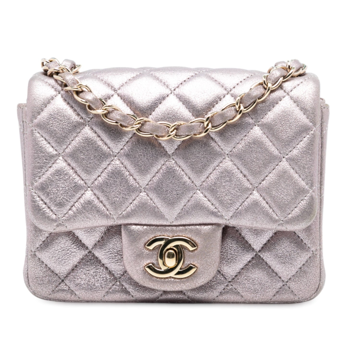 Chanel Mini Square Classic Metallic Lambskin Single Flap