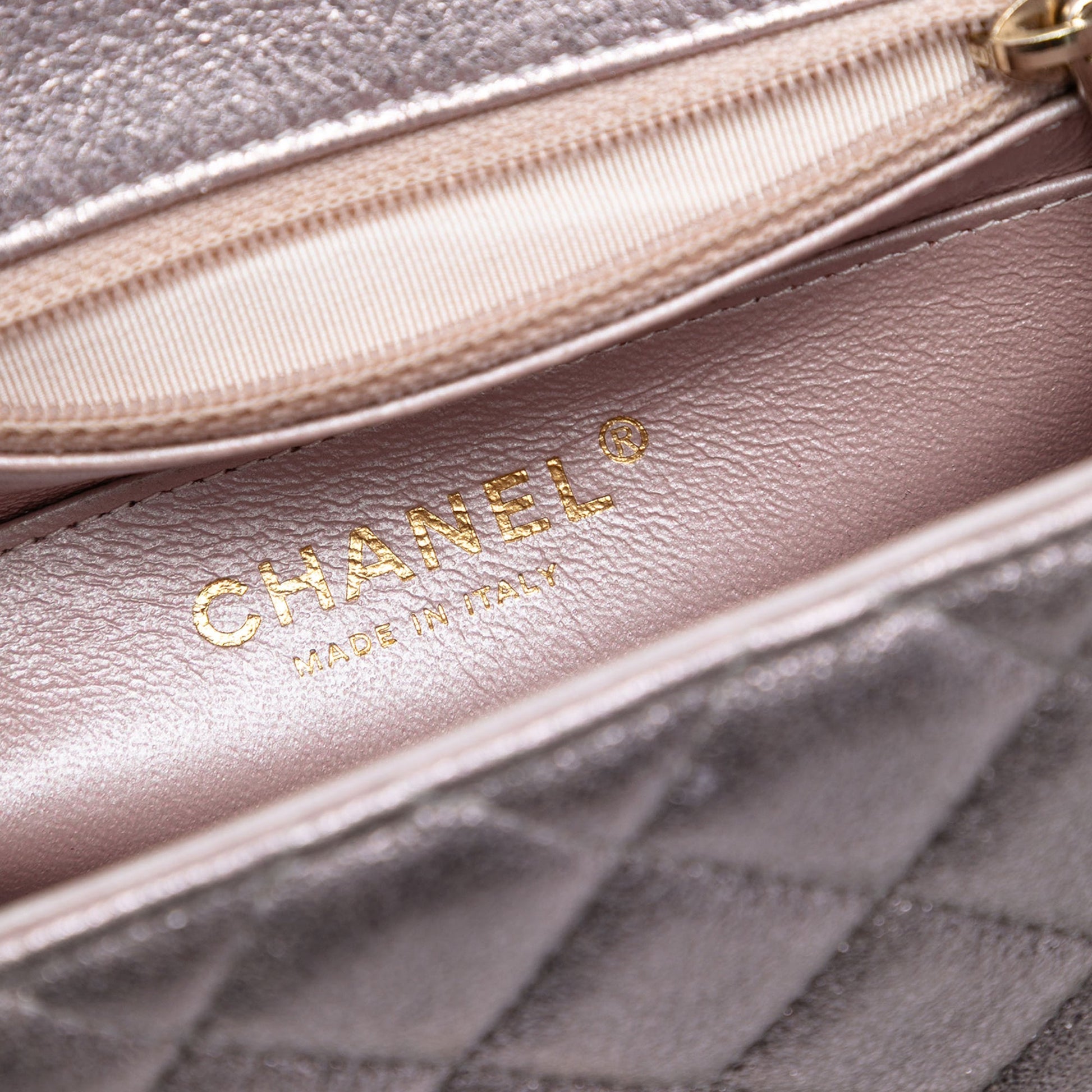 Chanel Mini Square Classic Metallic Lambskin Single Flap
