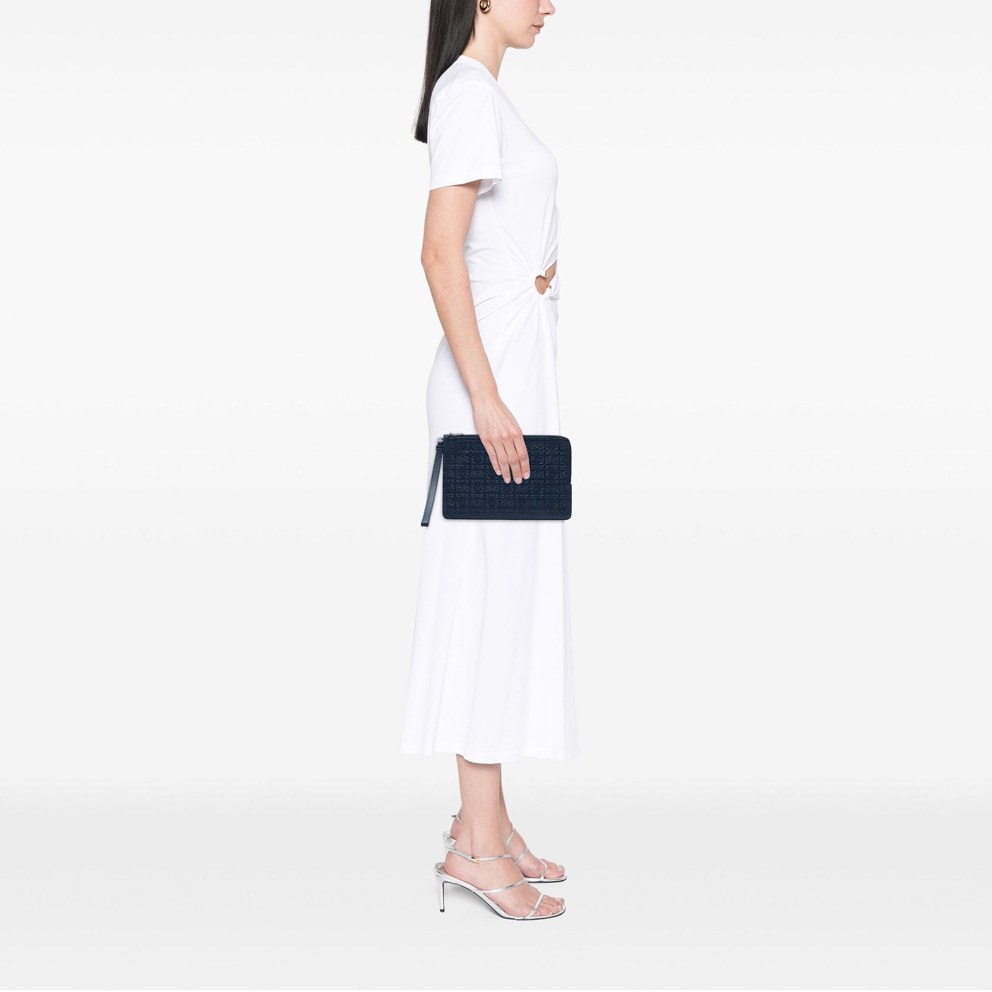 LOEWE Embossed Anagram Calfskin Repeat Double Flat Pouch