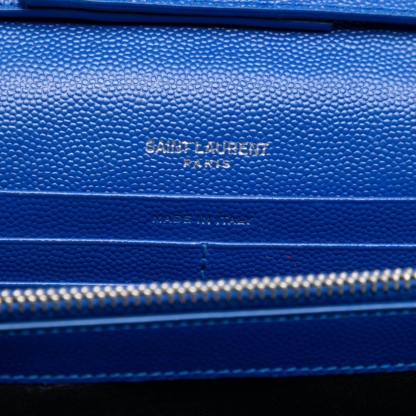 Saint Laurent Grain De Poudre Chevron Monogram Envelope Chain Wallet