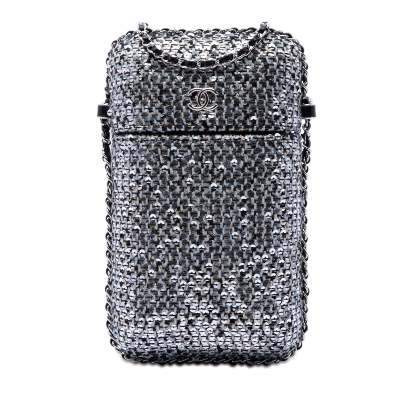 Chanel CC Tweed and Sequin Chain Around Phone Holder