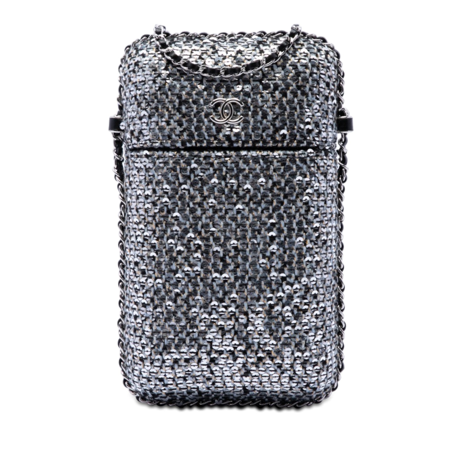 Chanel CC Tweed and Sequin Chain Around Phone Holder