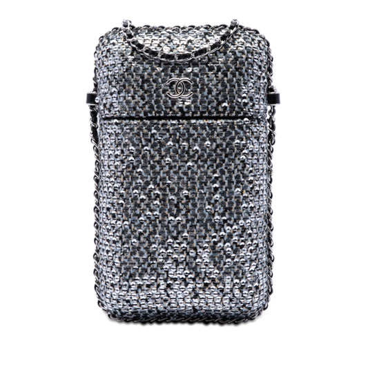Chanel CC Tweed and Sequin Chain Around Phone Holder