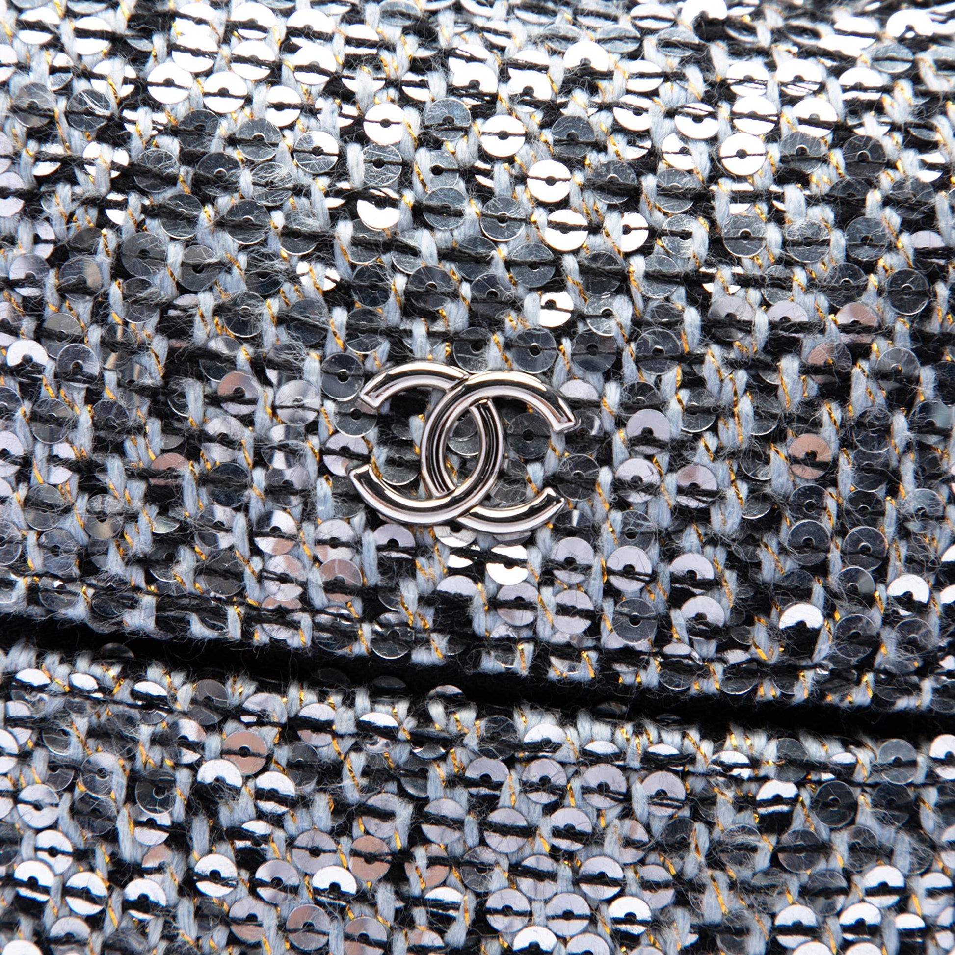 Chanel CC Tweed and Sequin Chain Around Phone Holder