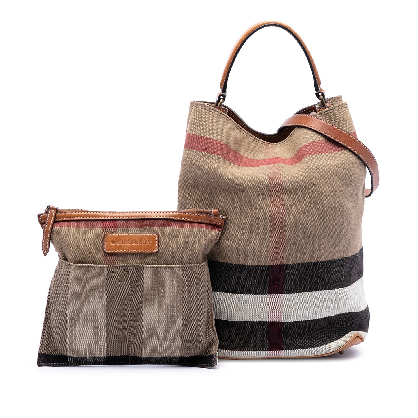 Burberry Medium Mega Check Canvas Ashby Bucket Bag
