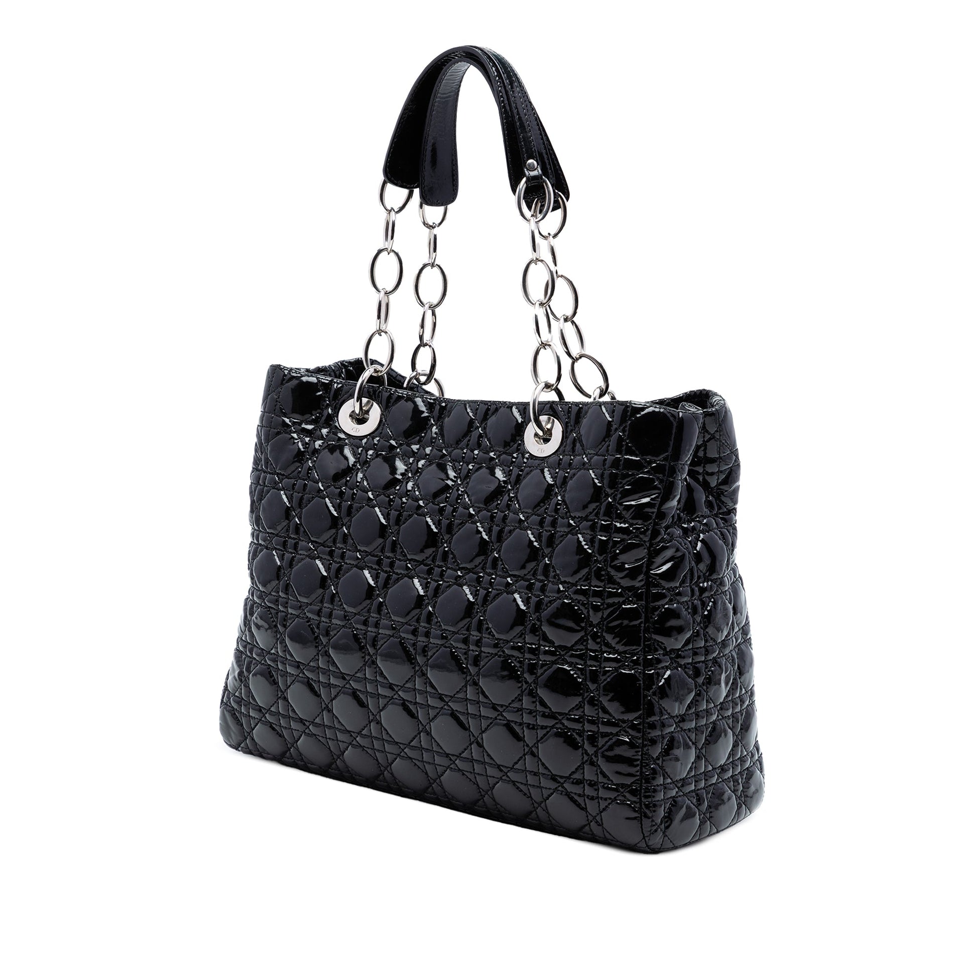 Dior Large Patent Cannage Lady Dior Soft Shopping Tote