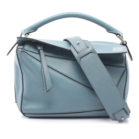 LOEWE Small Calfskin Puzzle Satchel — Blue