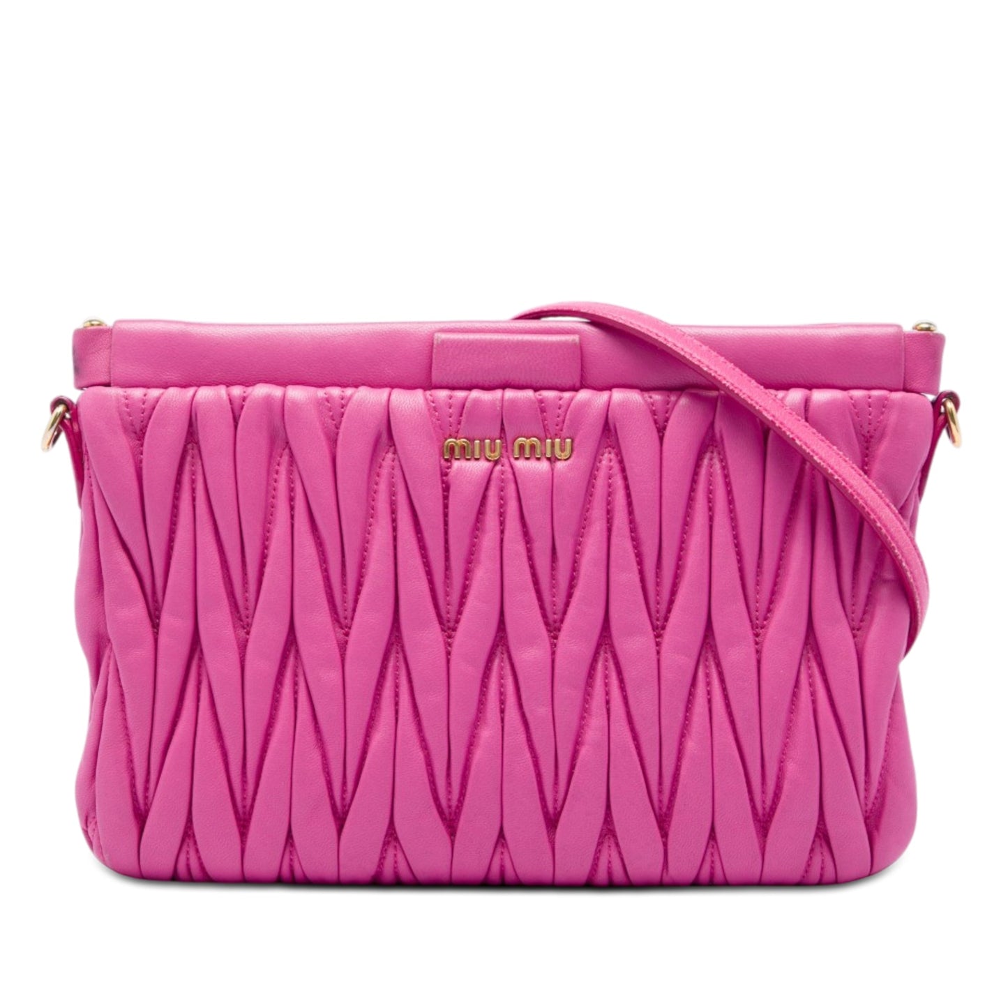 Miu Miu Matelasse Nappa Frame Clutch with Strap