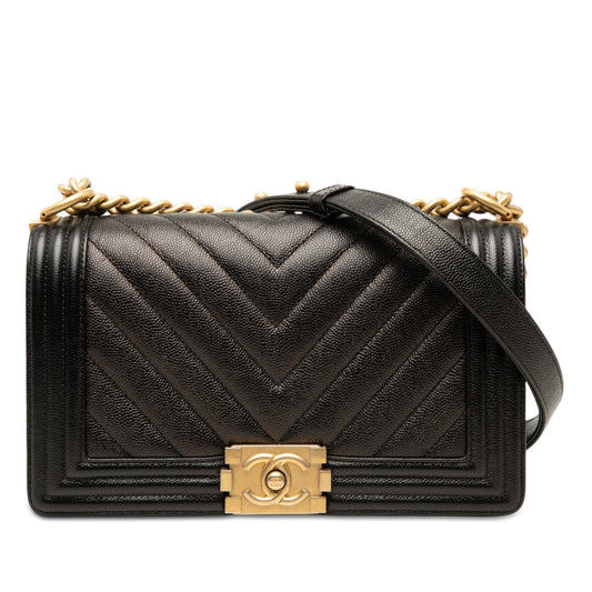 Chanel Old Medium Chevron Caviar Boy Flap