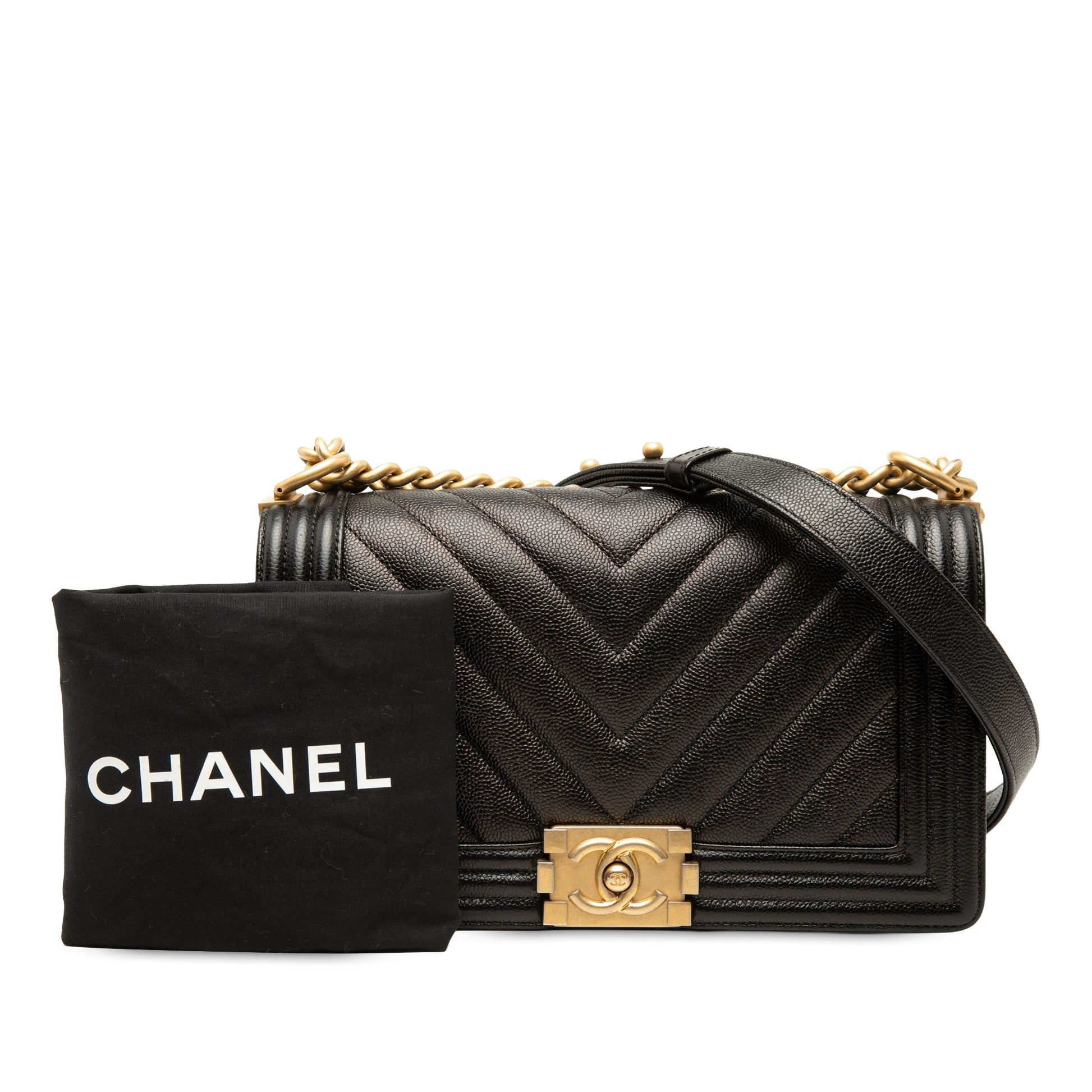 Chanel Old Medium Chevron Caviar Boy Flap