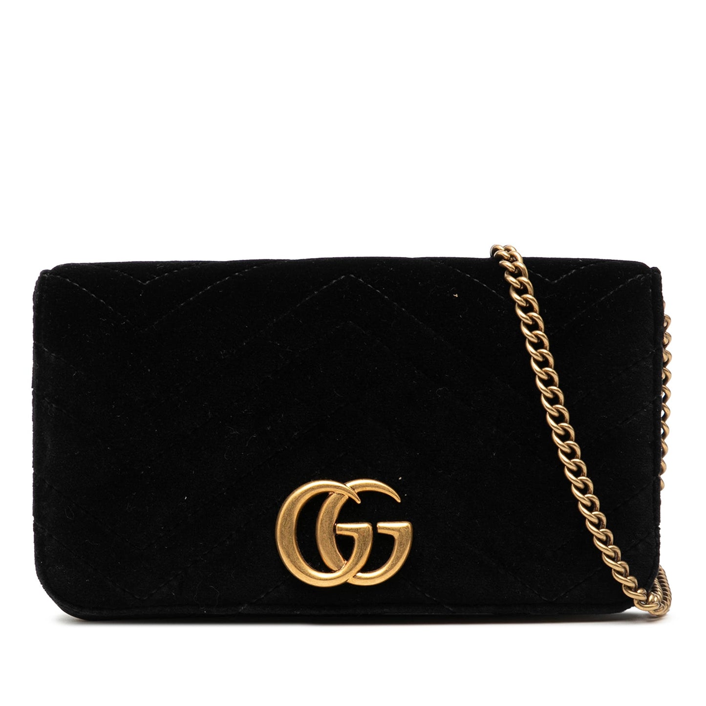 Gucci Mini GG Marmont Matelasse Velvet Wallet On Chain