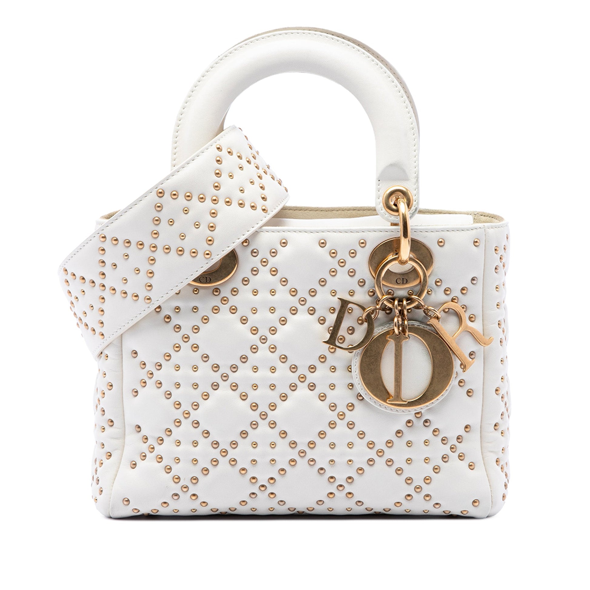Dior Small Lambskin Cannage Studded Supple Lady Dior