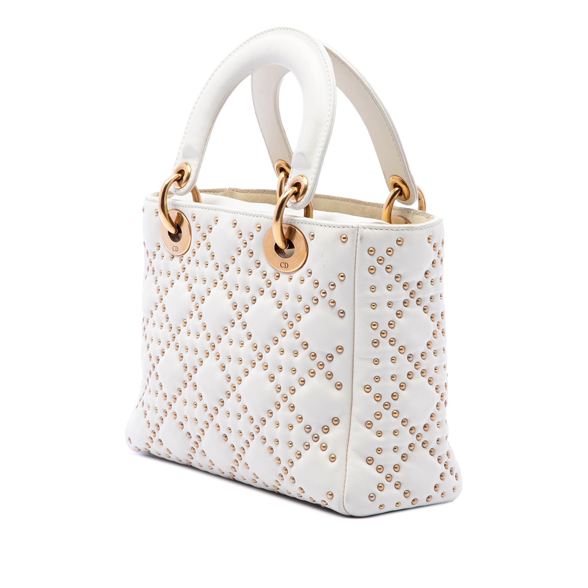 Dior Small Lambskin Cannage Studded Supple Lady Dior