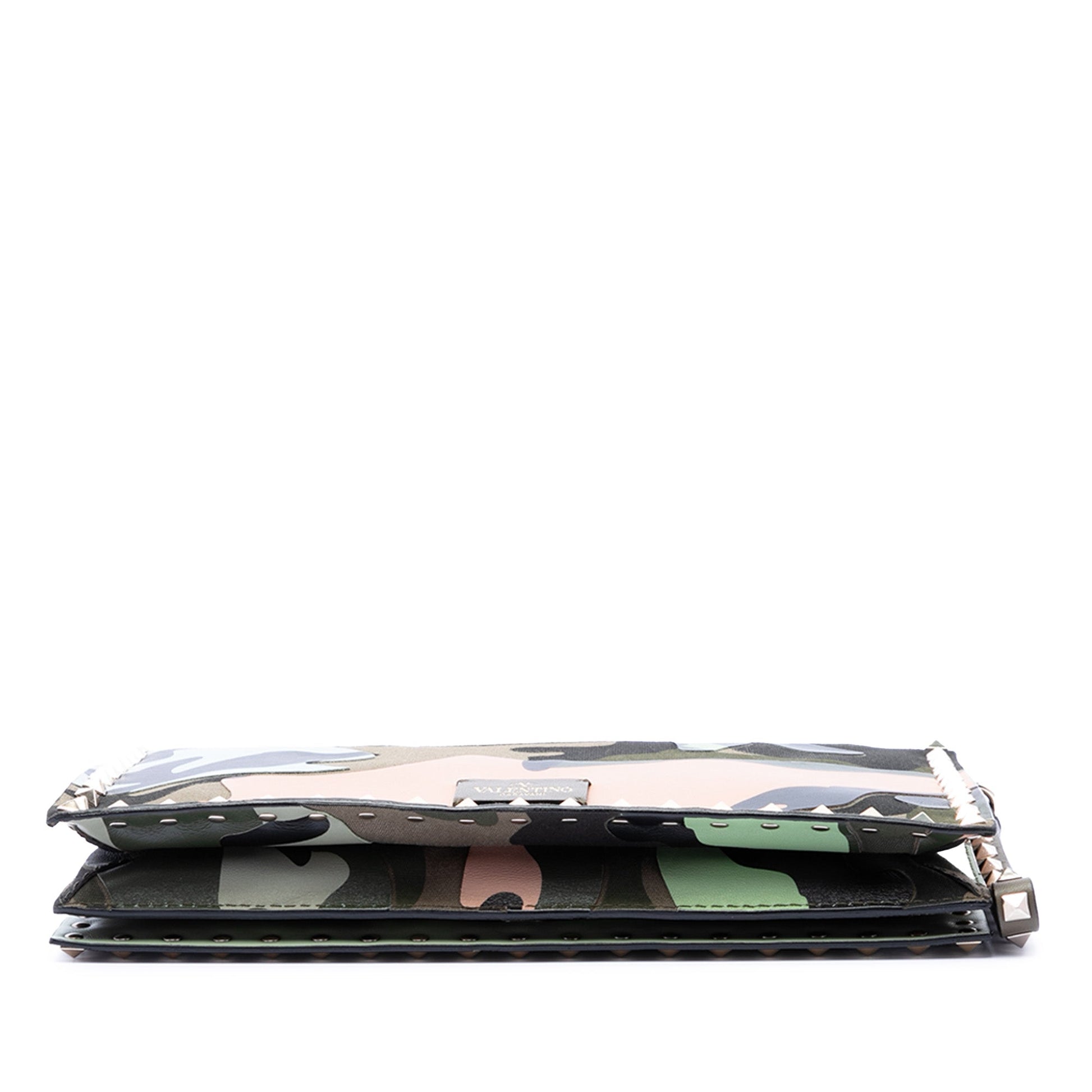 Valentino Canvas and Nappa Camouflage Rockstud Wristlet Clutch