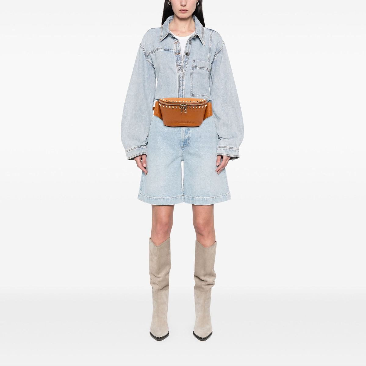 Valentino Grained Calfskin Rockstud Belt Bag