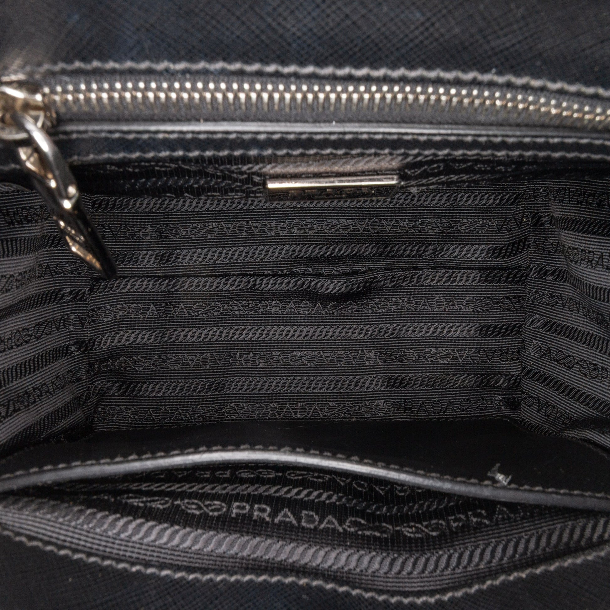 Prada Tartan Saffiano Trimmed Tessuto Satchel