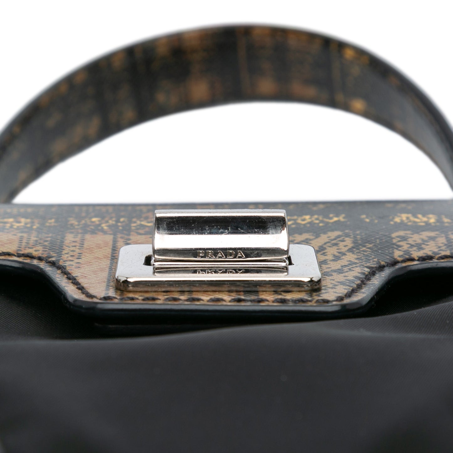 Prada Tartan Saffiano Trimmed Tessuto Satchel