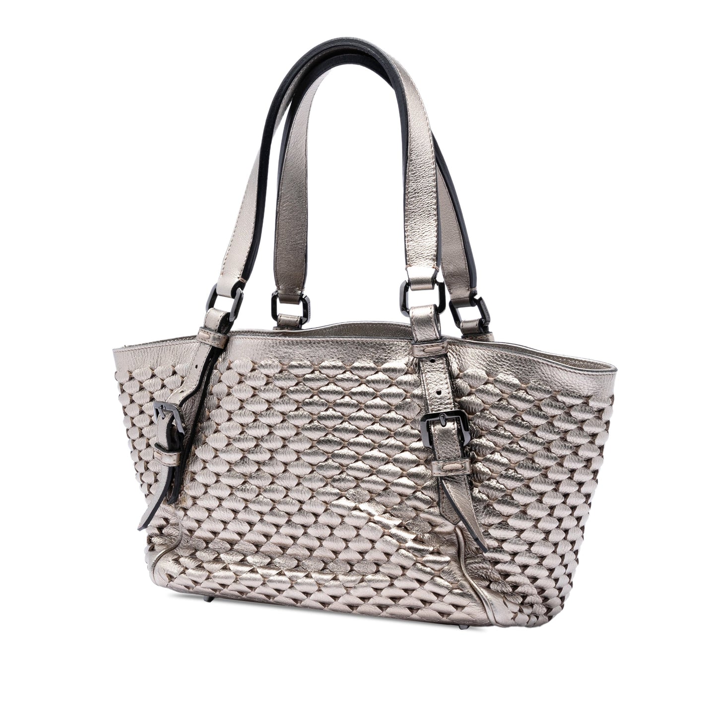 Burberry Metallic Woven Leather Tote