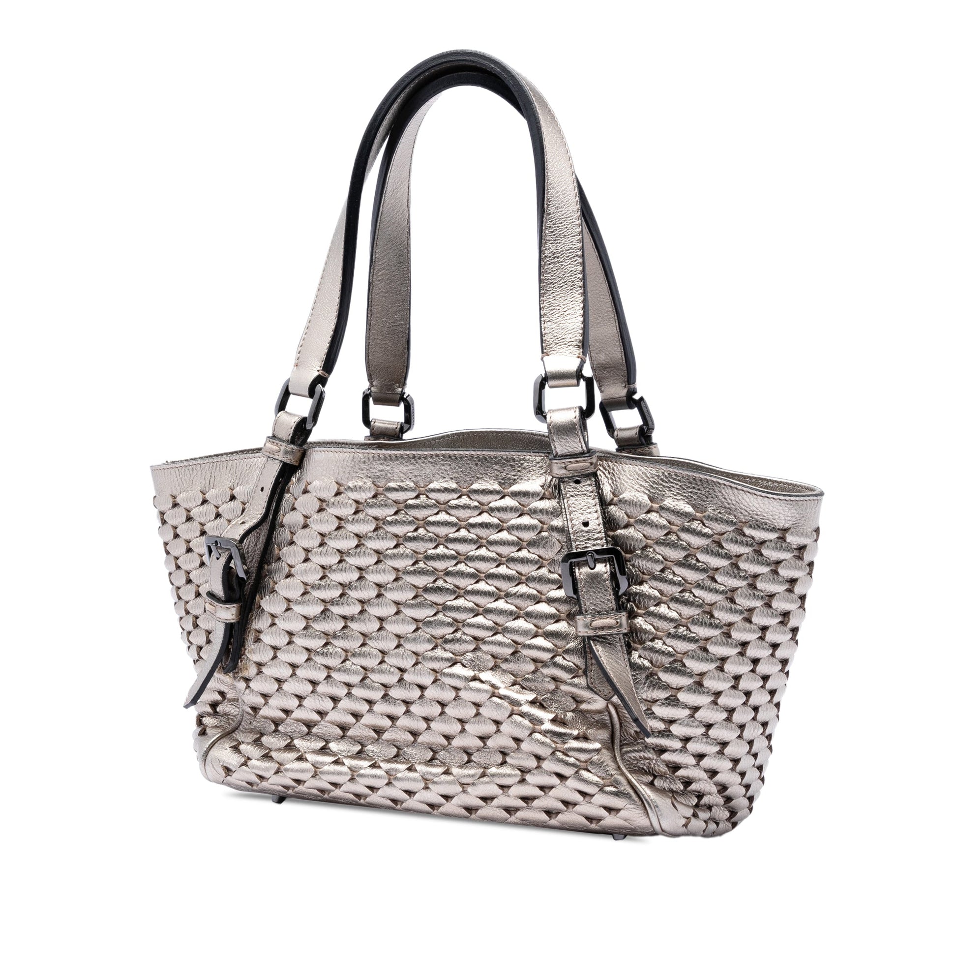 Burberry Metallic Woven Leather Tote