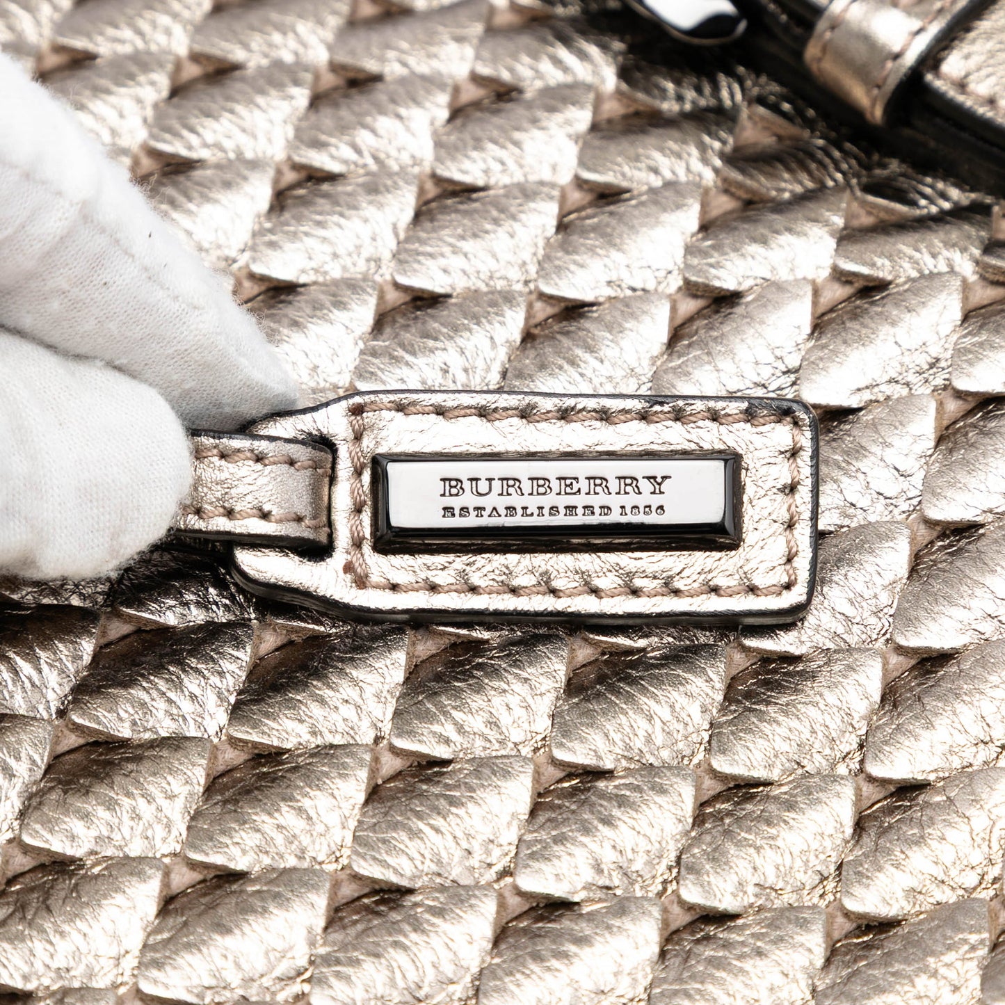 Burberry Metallic Woven Leather Tote