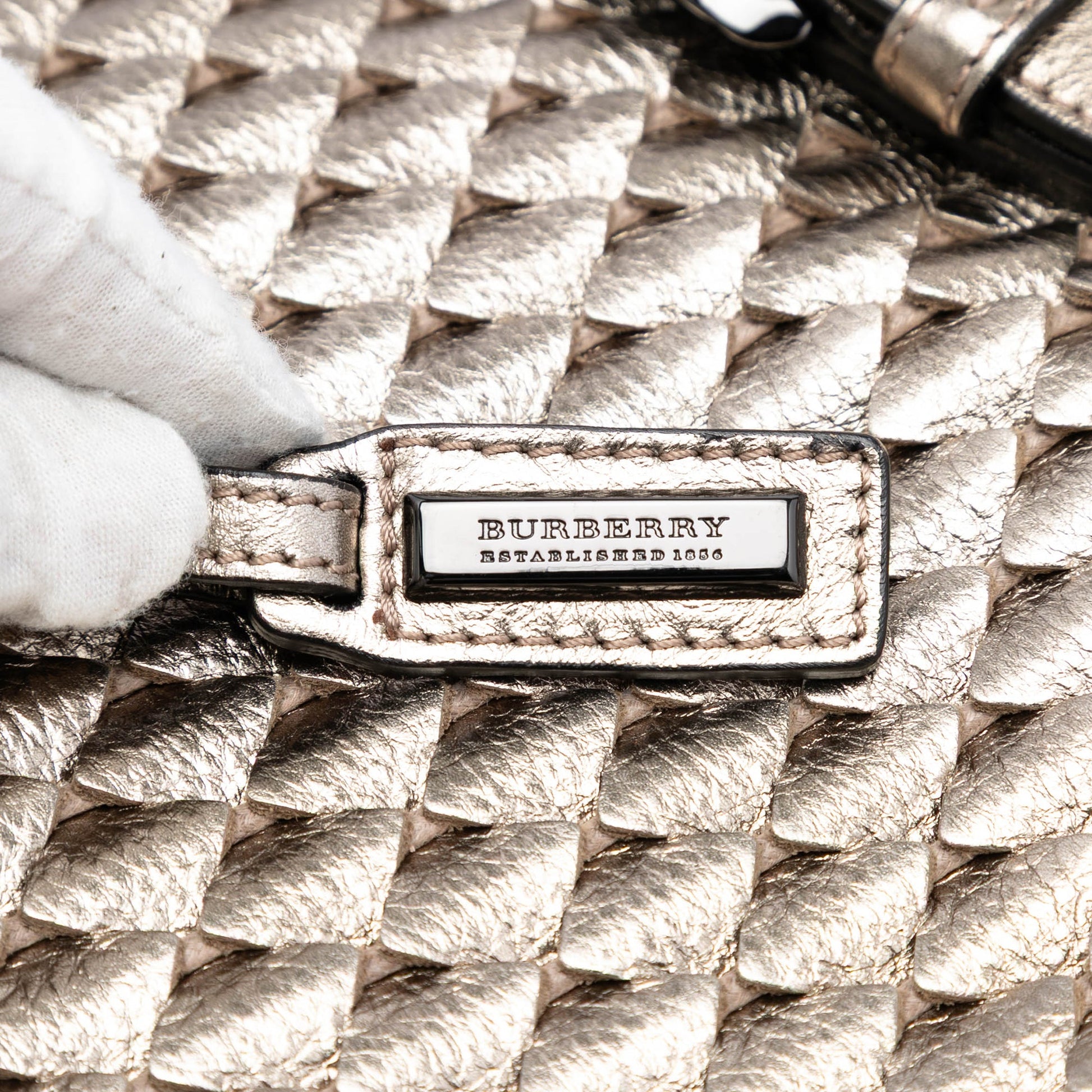 Burberry Metallic Woven Leather Tote