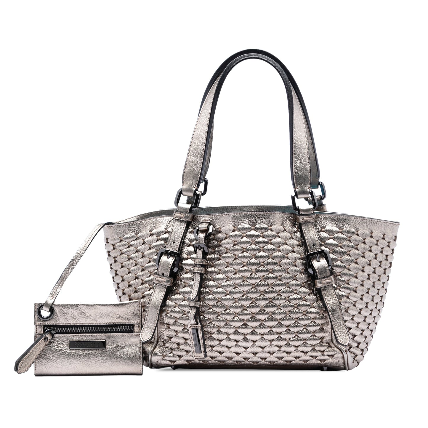 Burberry Metallic Woven Leather Tote
